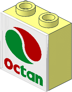 Electric Light & Sound Brick  1 x  2 x  1.667 with Milky White Clip-On Plate with Octan Logo Pattern