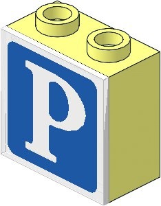 Electric Light & Sound Brick  1 x  2 x  1.667 with Milky White Clip-On Plate with "P" on Blue Background Pattern