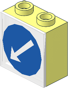 Electric Light & Sound Brick  1 x  2 x  1.667 with Milky White Clip-On Plate with Blue Circle and White Arrow Pattern