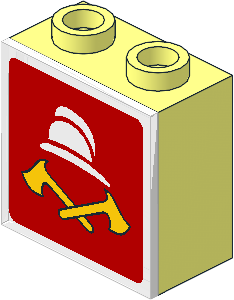 Electric Light & Sound Brick  1 x  2 x  1.667 with Milky White Clip-On Plate with Fire Logo Pattern