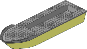 Boat Hull Floating 40 x 12 with Light Bluish Grey Deck Pattern