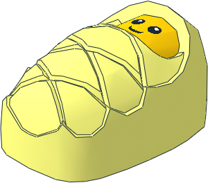 Minifig Bundled Baby with Stud Holder on Back with Yellow Smiling Face and Small Eyes Pattern