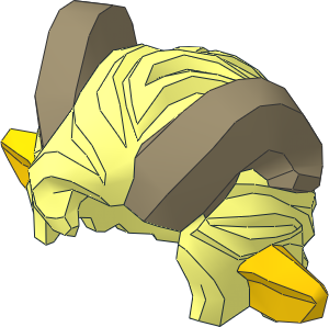 Minifig Hair Faun with Yellow Ears and Dark Tan Horns Pattern