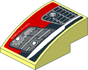 Slope Brick Curved  3 x  2 with Headlamp and Front Bumper on Black Background Right Sticker