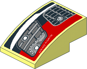 Slope Brick Curved  3 x  2 with Headlamp and Front Bumper on Black Background Left Sticker