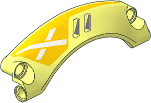 Technic Panel  9 x  2 x  3 Mudguard Arched with Rounded Top #42 with White X on Yellow Background and Silver Vents Left Pattern