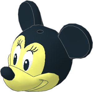 Minifig Head Mouse with Black Ears, Nose and Eyelashes and Skull and Eyes with Black Pupil with White Highlight Pattern