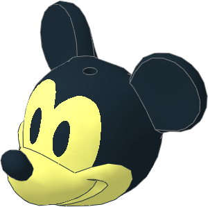 Minifig Head Mouse with Black Ears, Nose, Skull and Eyes Pattern