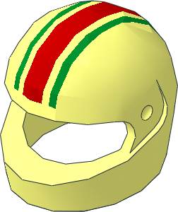 ~Minifig Helmet Standard with One Red and Two Green Stripes Pattern (Obsolete)