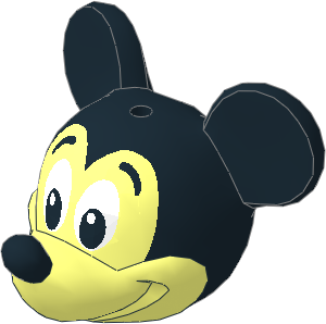 Minifig Head Mouse with Black Ears, Nose Eyebrows and Skull and Eyes with Black Pupil with White Highlight Pattern