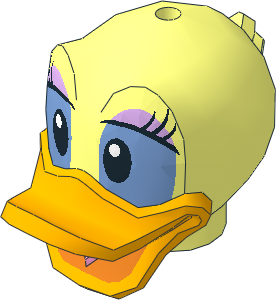 Minifig Head Duck with Bright Light Orange Bill, Eyelashes and Lavender Eye Shadow Pattern