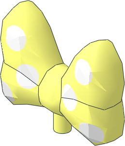 Minifig Hair Decoration Bow Large with Pin with  6 White Polka Dots on Each Side Pattern