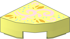 Tile  1 x  1 Corner Round with Metallic Pink Vine and Dots Pattern