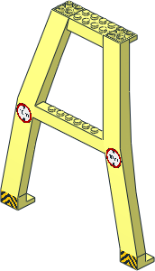 Support Crane Stand Double with "10 m" Height Restriction Sign and Danger Stripes Stickers