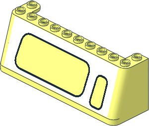 Windscreen  3 x 10 x  3 with Two Windows with Black Rounded Frame on White Background, Small on Right Pattern