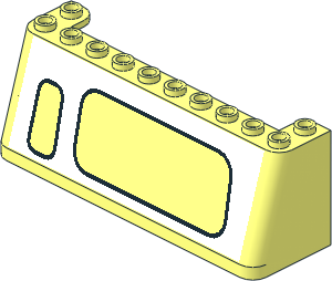 Windscreen  3 x 10 x  3 with Two Windows with Black Rounded Frame on White Background, Small on Left Pattern