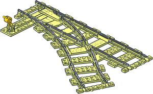 Train Track  9V Point Right Branching with Yellow Lever