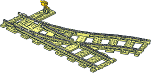Train Track  9V Point Left Straight with Yellow Lever