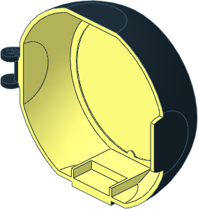 Container Semispherical Pod  6 x  2.4 x  6 with Clasp and Hinge and Chrome Black Outside Pattern