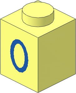 Brick  1 x  1 with Blue "0" (Numeric) Pattern