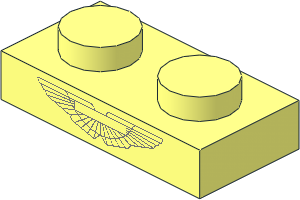 Plate  1 x  2 with Silver Aston Martin Logo on Front Face Pattern