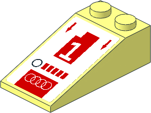 Slope Brick 18  4 x  2  with White Audi Logo and Numer 1, Red Arrows and Quads on White Background Sticker