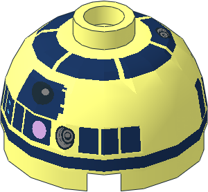 Cylinder  2 x  2 with Dome Top with Lavender Dots, Dark Blue R2-D2 Pattern