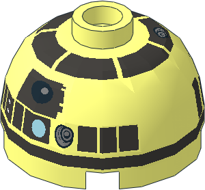 Cylinder  2 x  2 with Dome Top with SW Silver / R4-P17 (2016) Pattern