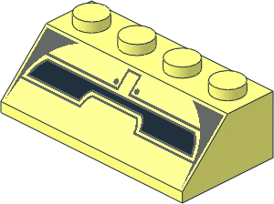 Slope Brick 45  2 x  4 with Dark Grey and Black Lines Pattern