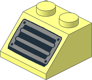 Slope Brick 45  2 x  2 with Silver Grille and Black Rivets Pattern