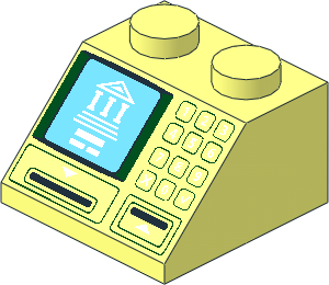Slope Brick 45  2 x  2 with Building on Blue Screen, Card Slot and Keypad Pattern