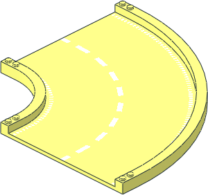 Car Track 24 x 16 x  1 Curved 90 Degrees with White Centre Stripe Pattern