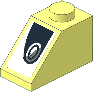 Slope Brick 45  2 x  1 with Black Headlamp on White Background and Red Trapezoids on White Background Right Stickers