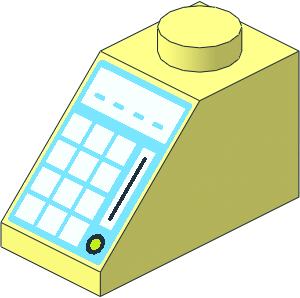 Slope Brick 45  2 x  1 with Light Aqua Keypad on Medium Azure Background Pattern