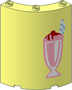 Panel  4 x  4 x  6 Corner Round with Pink Ice Cream Sundae Sticker