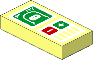 Tile  1 x  2 with Minifig Space Baby Monitor with Plus and Minus Sign Pattern