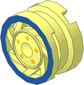 Wheel Rim  6.4 x 11 with  7 Spokes with Blue Ring and Five Yellow Dots Pattern