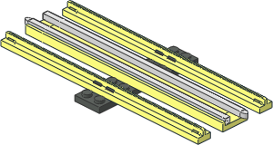 Train Track 12V Slotted Straight with Conductive Centre Rail without Sockets (Complete w/o End Sleepers)