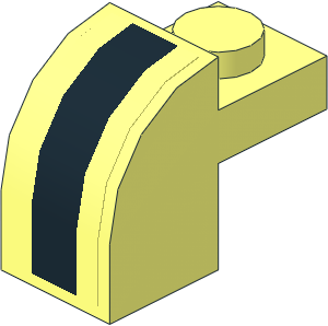 Brick  2 x  1 x  1.333 with Curved Top with Black Stripe Sticker