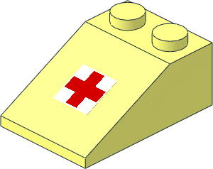 Slope Brick 33  3 x  2 with Red Cross Sticker