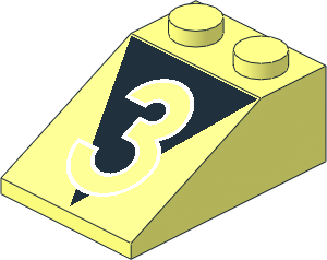 Slope Brick 33  3 x  2 with "3" over Black Triangle Pattern