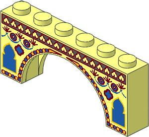 Arch  1 x  6 x  2 with Thick Top and Reinforced Underside with Oriental Pattern