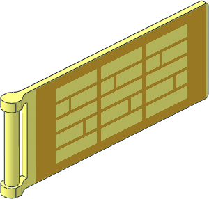 Flag  8 x  3 with Rod without Reinforced Base and Flat Sides with Metallic Gold Solar Panel Pattern