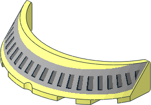 Windscreen  3 x  6 x  1 Curved with Dark Bluish Grey Rectangles on Light Bluish Grey Background Pattern