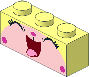 Brick  1 x  3 with Cat Face, Wide Open Mouth with Tongue and Closed Eyes Pattern