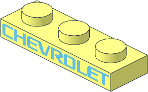 Plate  1 x  3 with "CHEVROLET" Medium Azure Pattern