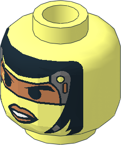 Minifig Head with Female Alien with Copper Lips and Headset Pattern