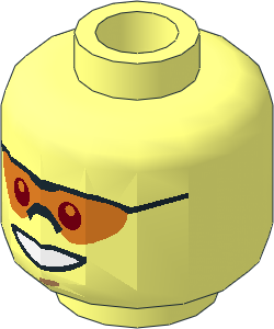 Minifig Head with Orange Sunglasses with Nose Piece, Open Mouth and Chin Dimple Pattern