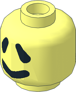 Minifig Head with Large Black Eyes and Thick Smile / Frown 2-Sided Pattern