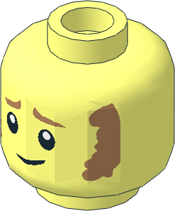 Minifig Head with Medium Nougat Eyebrows, Sideburns and White Pupils Pattern